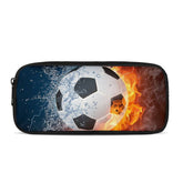 Biyejit Pencil Case Water Fire Soccer Print Pen Bag for Office School Stationary for Teenage Boys Girls